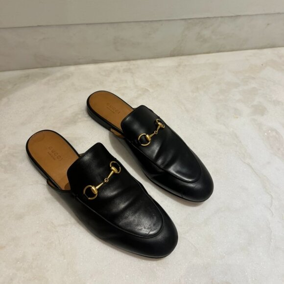 GUCCI - Princetown leather mules [Black] - Picture 1 of 13